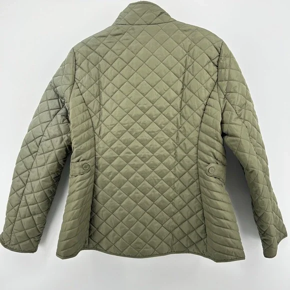 Tommy Hilfiger Olive Green Quilted Jacket Women's Size Large Padded Coat - Picture 4 of 10